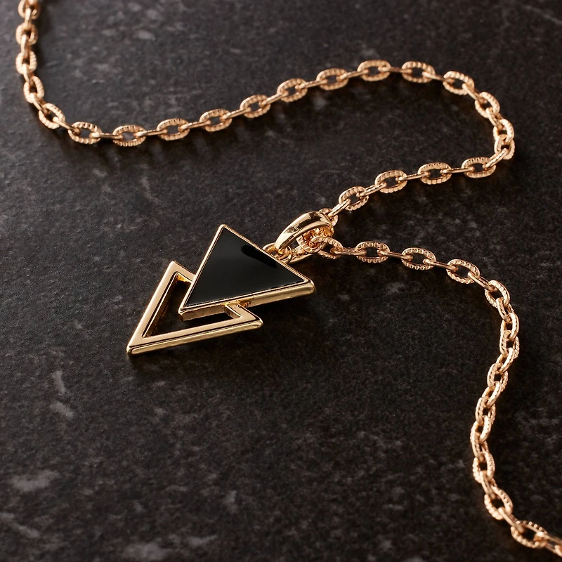 Gold & Black Overlap Triangle Pendant by Bead Landing™
