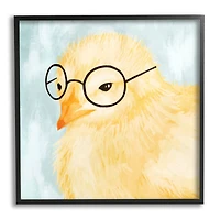 Stupell Industries Easter Chick Yellow Bird Black Glasses Animal Portrait Framed Giclee Art