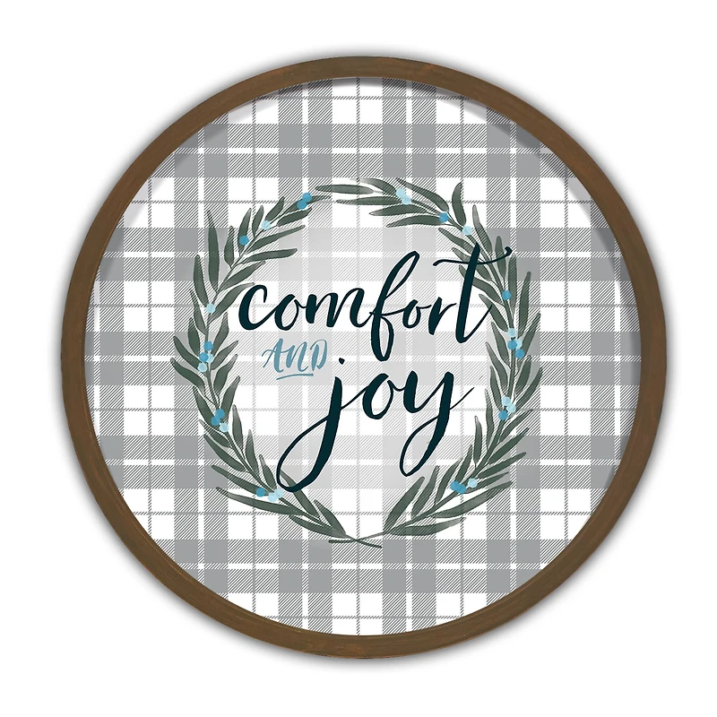 Comfort and Joy Round Brown Framed Print Wall Art