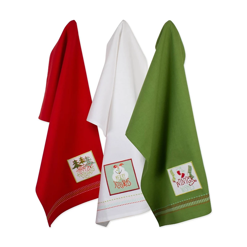 DII® Cozy Christmas Embellished Dishtowel Set