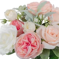 19" Deluxe Pink & Cream Cabbage Rose Bush by Ashland®