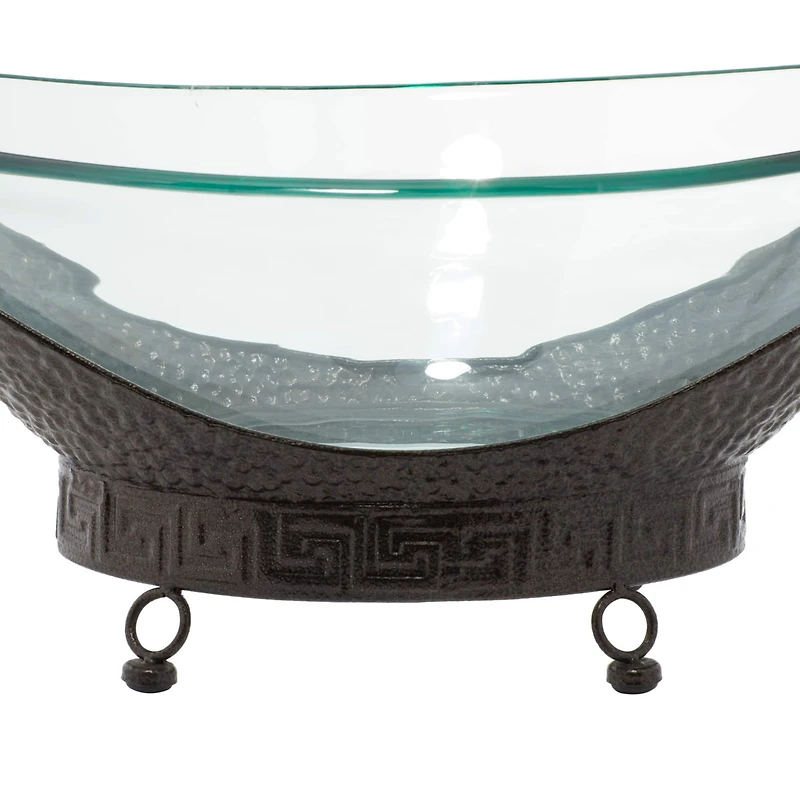 Copper Glass and Metal Traditional Serving Stand, 8" x 24" x 14"