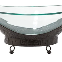 Copper Glass and Metal Traditional Serving Stand, 8" x 24" x 14"