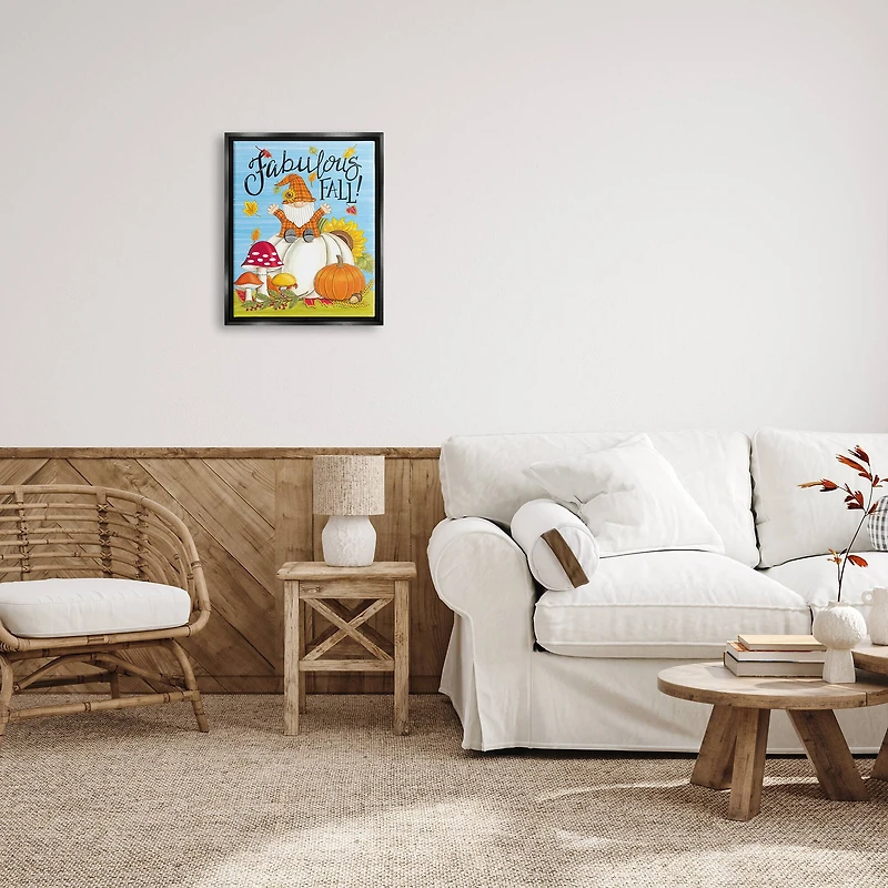 Stupell Industries Fabulous Fall Gnome Framed Floater Canvas Wall Art