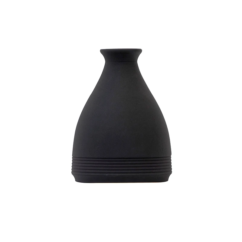10" Black Matte Cone Stone Vase