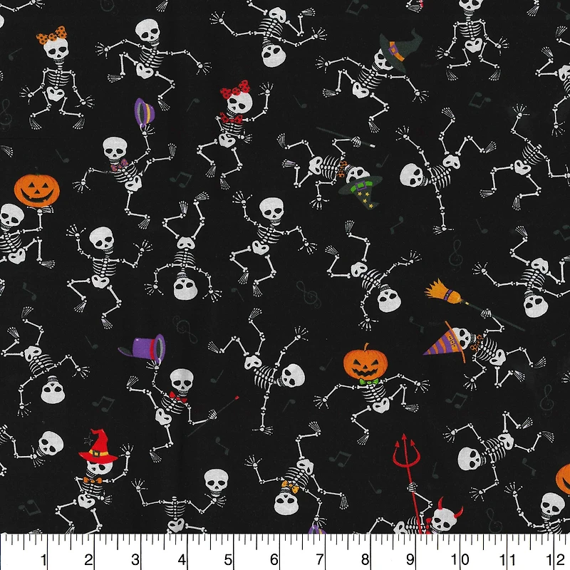Fabric Traditions Dancing Skeleton Cotton Fabric