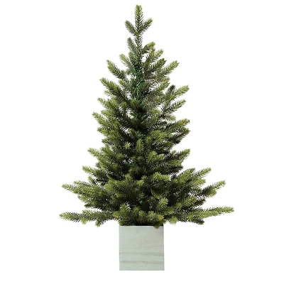 2.5ft. Unlit Fraser Fir Artificial Christmas Tree in Wooden Pot
