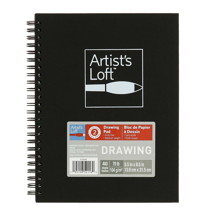 Black Hard Cover Drawing Pad by Artist's Loft™, 5.5" x 8.5" 