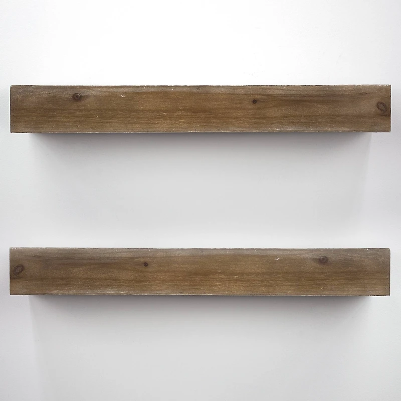 Small Walnut Brown Rustic Wood Floating Wall Shelf