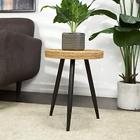 20" Modern Brown Wood Accent Table