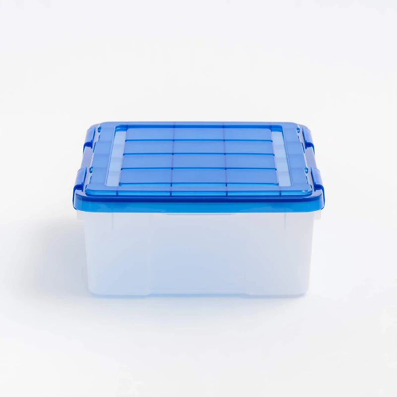 Iris® 6.5gal. Clear Plastic Storage Boxes With Blue Lid, 4 Pack