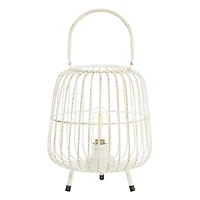 White Iron Modern Candle Holder Lantern, 12" x 10" x 10"