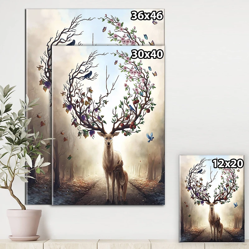 Designart - Deer With Blossoming Antlers