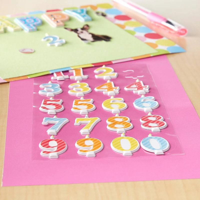 12 Pack: Birthday Number Candle Puffy Stickers by Recollections™