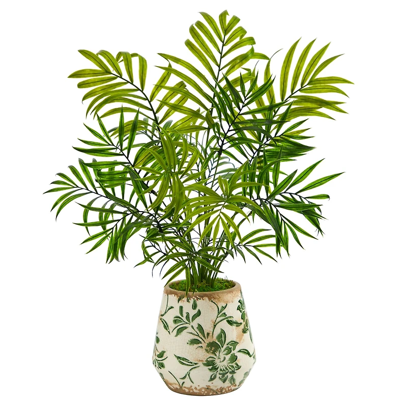 18" Mini Areca Palm Plant in Floral Vase