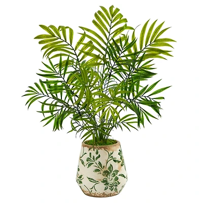 18" Mini Areca Palm Plant in Floral Vase