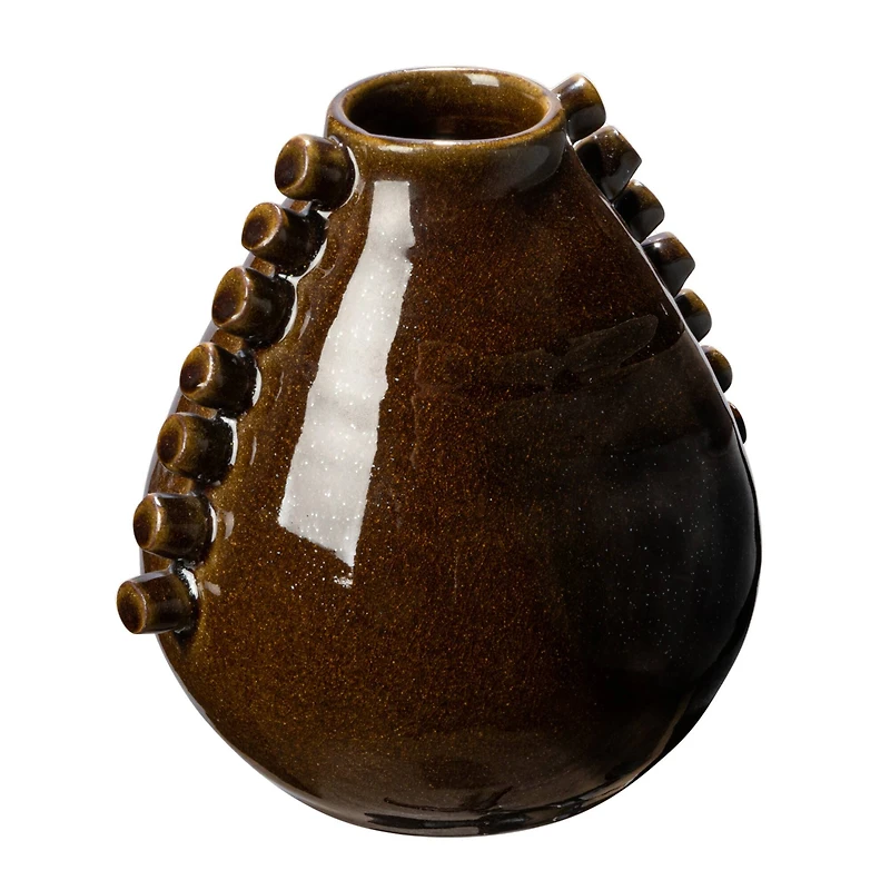 Hello Honey® 7" Brown Terra Cotta Vase with Hobnails