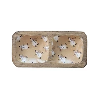 Hello Honey® 8" Snowman Double Compartment Enameled Mango Wood Tray