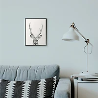 Stupell Industries Deer Portrait Grey Drawing Design Framed Wall Art