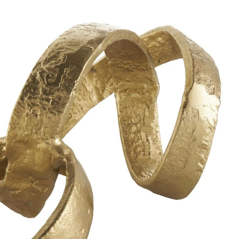 25" Gold Aluminum Metal Chain Abstract Textured Link Sculpture