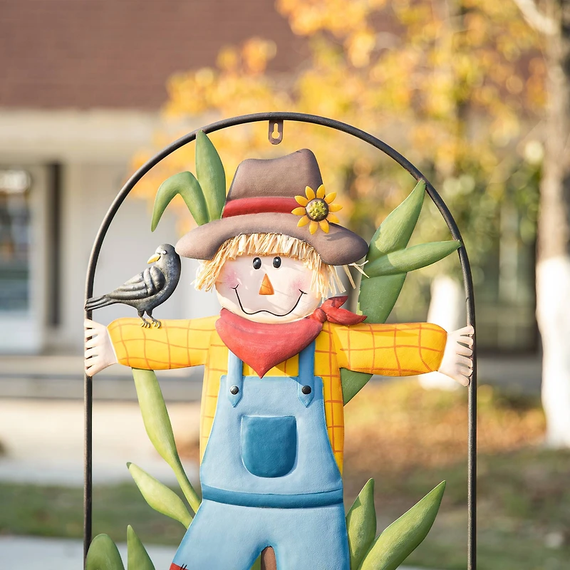 Glitzhome® 3.5ft. Fall Metal Arch Scarecrow Yard Stake