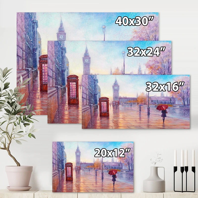 Designart - Big Ben and Woman With Red Umbrella In London