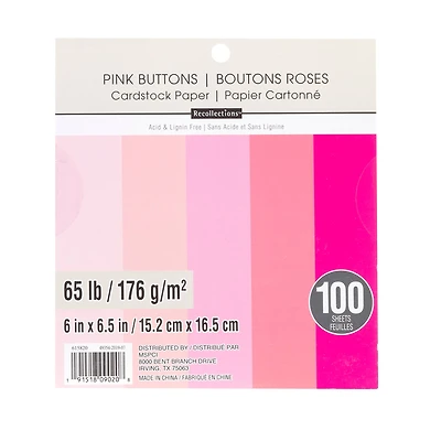 Pink Buttons 6" x 6.5" Cardstock Paper by Recollections™, 100 Sheets