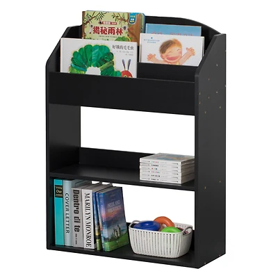 Basicwise 34" Black Modern Wooden Storage Bookcase with Shelf
