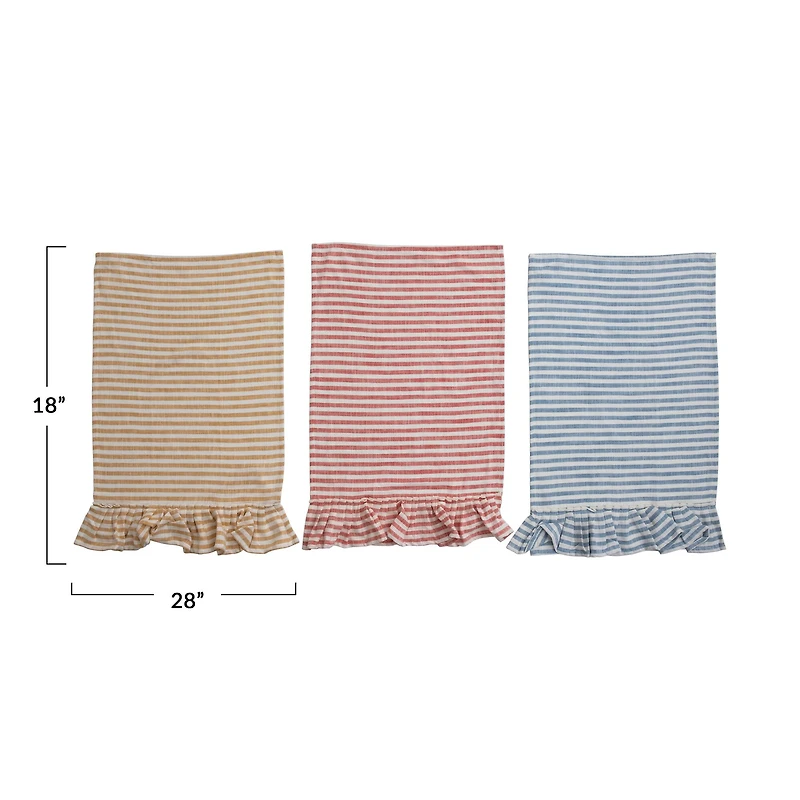 Hello Honey® Striped Cotton Tea Towels with Ruffles Set