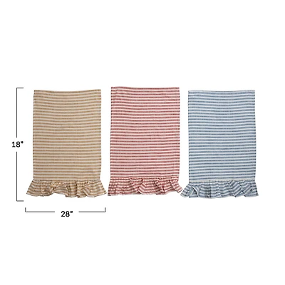 Hello Honey® Striped Cotton Tea Towels with Ruffles Set