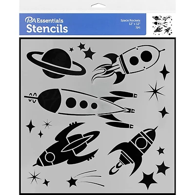 PA Essentials Space Rockets Stencil, 12" x 12"