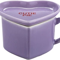 Miss Valentine Purple Ceramic Candy Heart Mug & Saucer