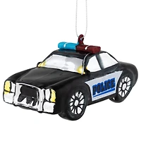 5" Black Police Car Glass Christmas Ornament