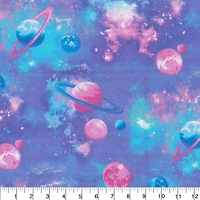 Fabric Traditions Pastel Planets Glitter Cotton Fabric