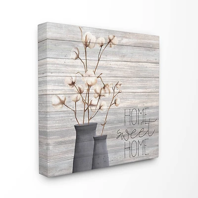 Stupell Industries Home Sweet Home Cotton Flowers in Vase Wall Art