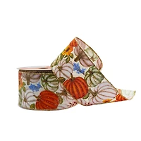 2.5" x 6.6yd. Pumpkin Faux Linen Wired Ribbon by Celebrate It®