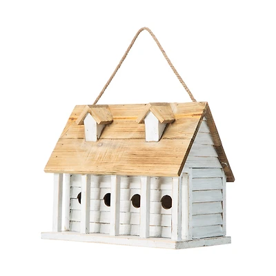 Glitzhome® 14.25" Retro White Distressed Cottage Birdhouse