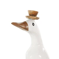 White Bamboo Wood Duck Sculpture Set, 3ct.