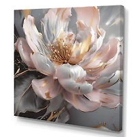 Designart "Marble Pink Gold Peony Flower Iii" Floral Peony Canvas Print