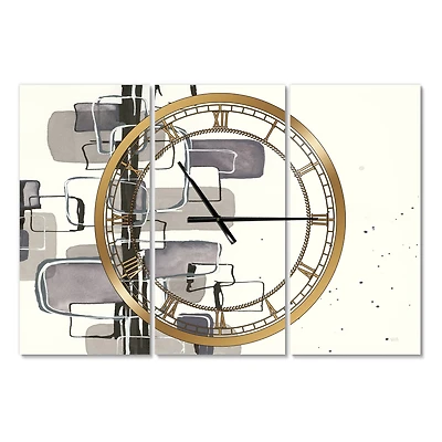 Designart Glam Dancing Shape IV Modern 3 Panel Wall Clock