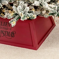 Glitzhome® 32" Red Trapezoid Believe in the Magic Christmas Tree Collar