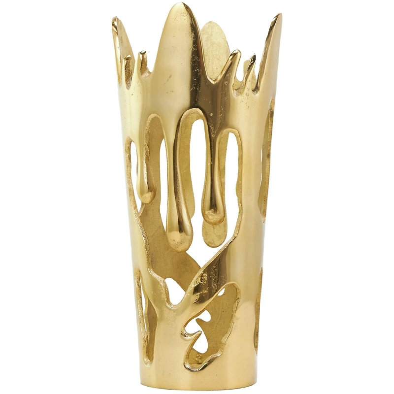 Gold Aluminum Drip Vase with Melting Designed Body Set
