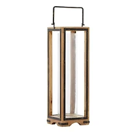 Brown Mango Wood Traditional Candle Holder Lantern, 31" x 8" x 8"