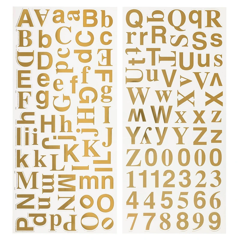 12 Packs: 2 ct. (24 total) Gold Foil Alphabet Stickers by Recollections™