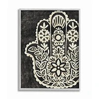 Stupell Industries Floral Black & White Hamsa Gray Framed Wall Art
