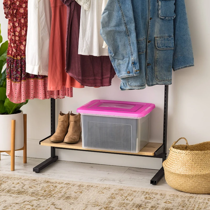 IRIS Pink & Clear Snap Tight Plastic File Organizer Box, 4ct.