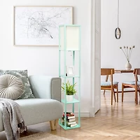 Lalia Home 5ft. Column Shelf Floor Lamp with Linen Shade