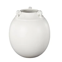 11" White Ceramic Minimalistic Vase with Scroll Handles