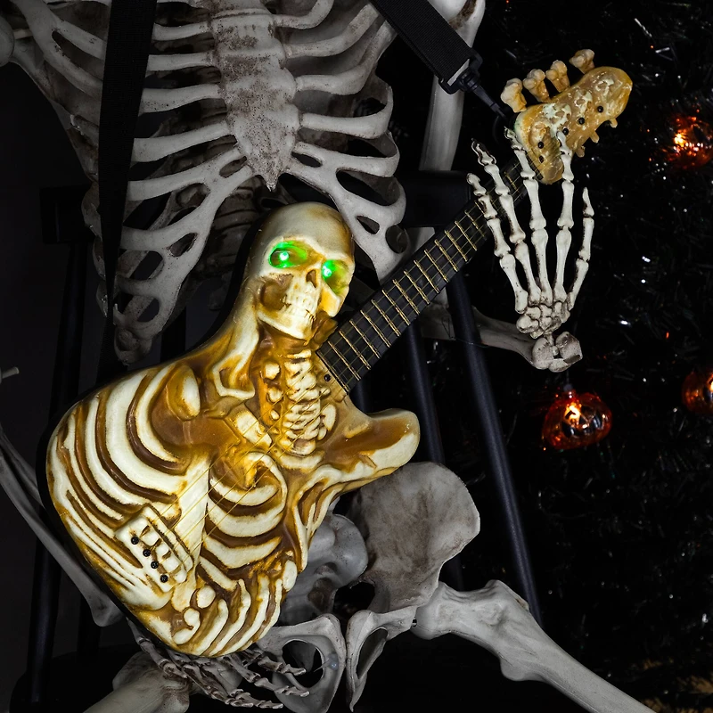 Lighted Rockin' Skeleton Guitar with Sound Halloween Decoration - 22.75"