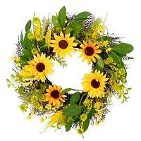 24'' Green and Yellow Sunflower Floral Wreath